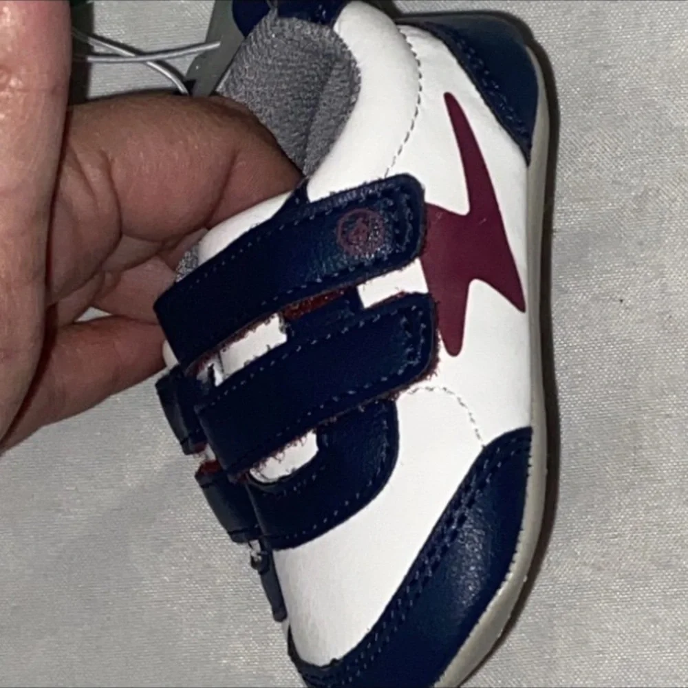 Stylish White and Blue baby Shoes size 6-12 months